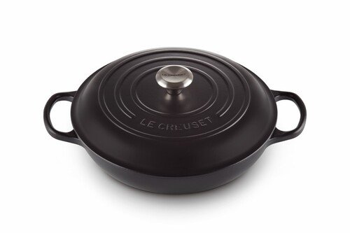 Faitout en Fonte Émaillée 30 cm Noir Mat avec Intérieur Noir